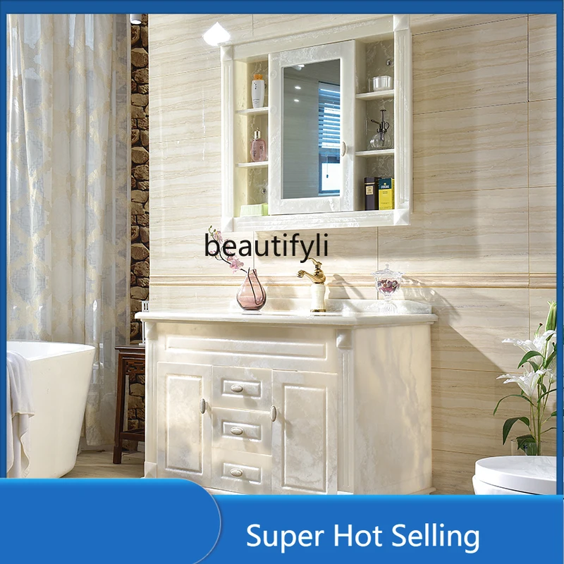 

A85 American Bathroom Cabinet Combination Jade Washstand Cabinet Bathroom Floor Washbasin Cabinet