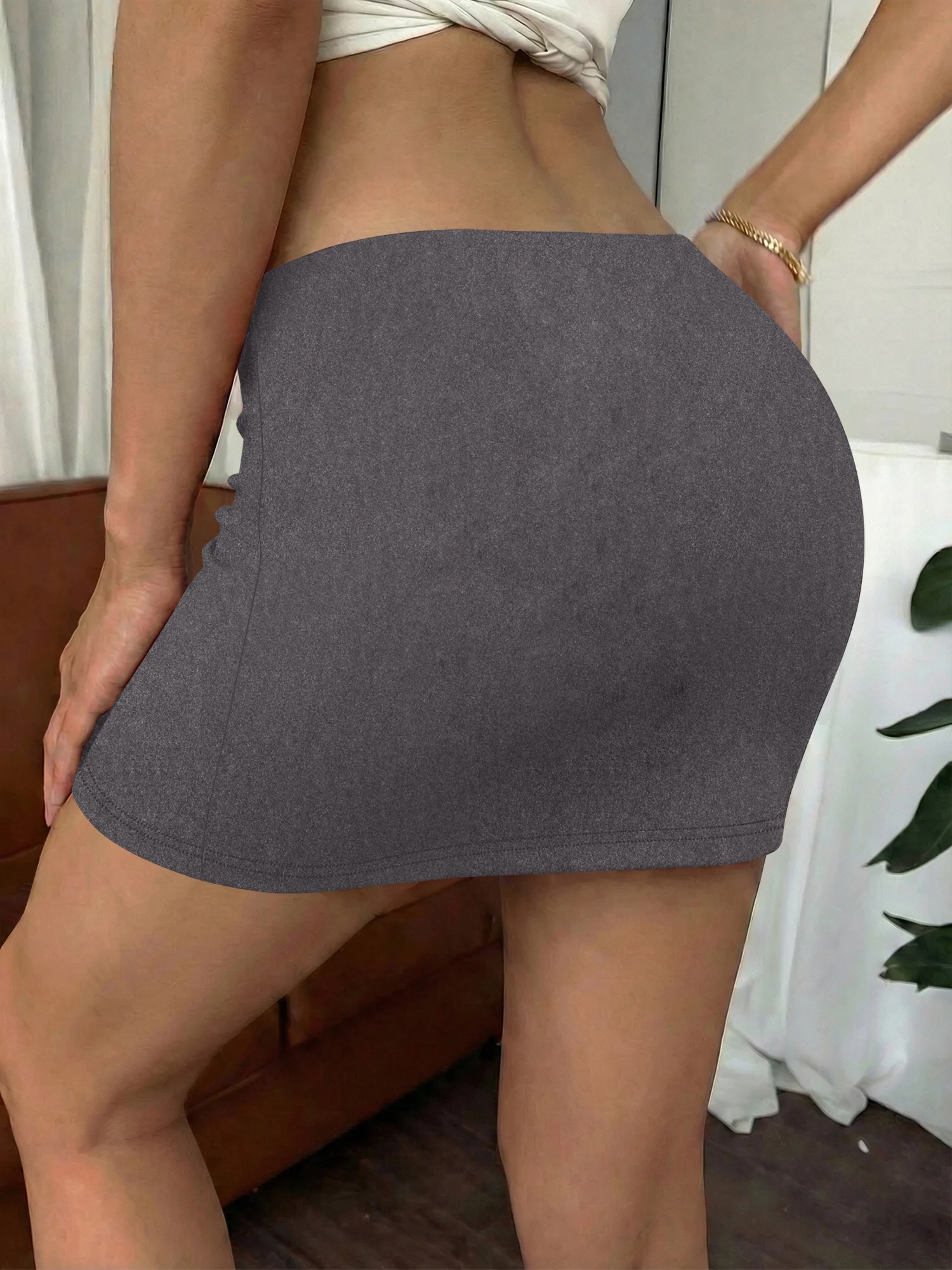 Women's High Waist Pencil Skort Fashion Solid Mini Skirt with Built-in Shorts Soft Stretch Fabric Slimming Bottom Wear for Club