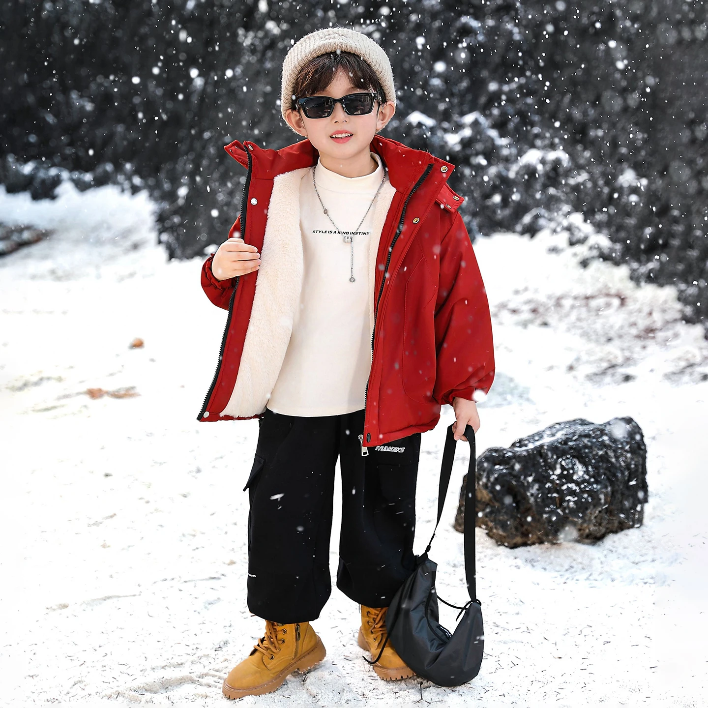 

Утепленная флисовая парка для мальчиков: осенне-зимняя молодежная модная куртка с капюшоном, водонепроницаемая, с длинными рукавами, на хлопковой подкладке