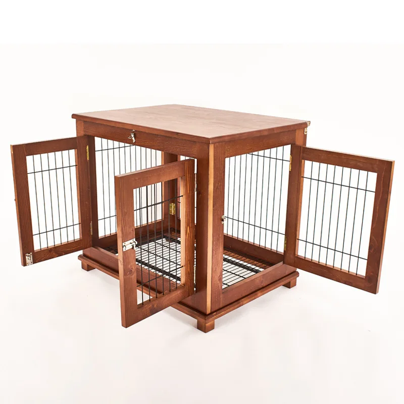 Cross-border new pet waterproof solid wood dog cage thickened pine golden retriever dog cage pet nest indoor high-end dog villa