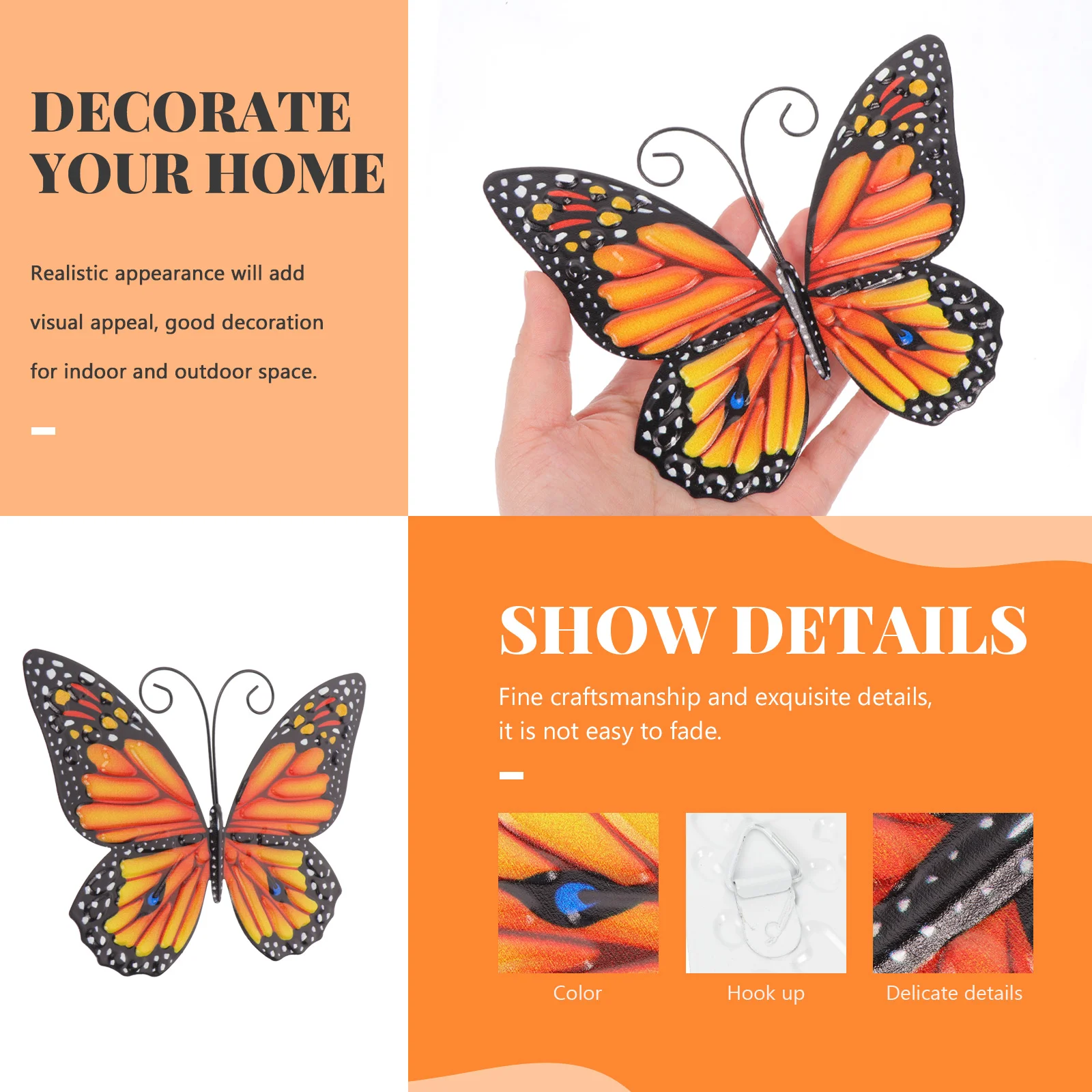 Butterfly Wall Home Decoration Metal Butterflies Garden Pendant Decorative Iron Butterfly-shaped