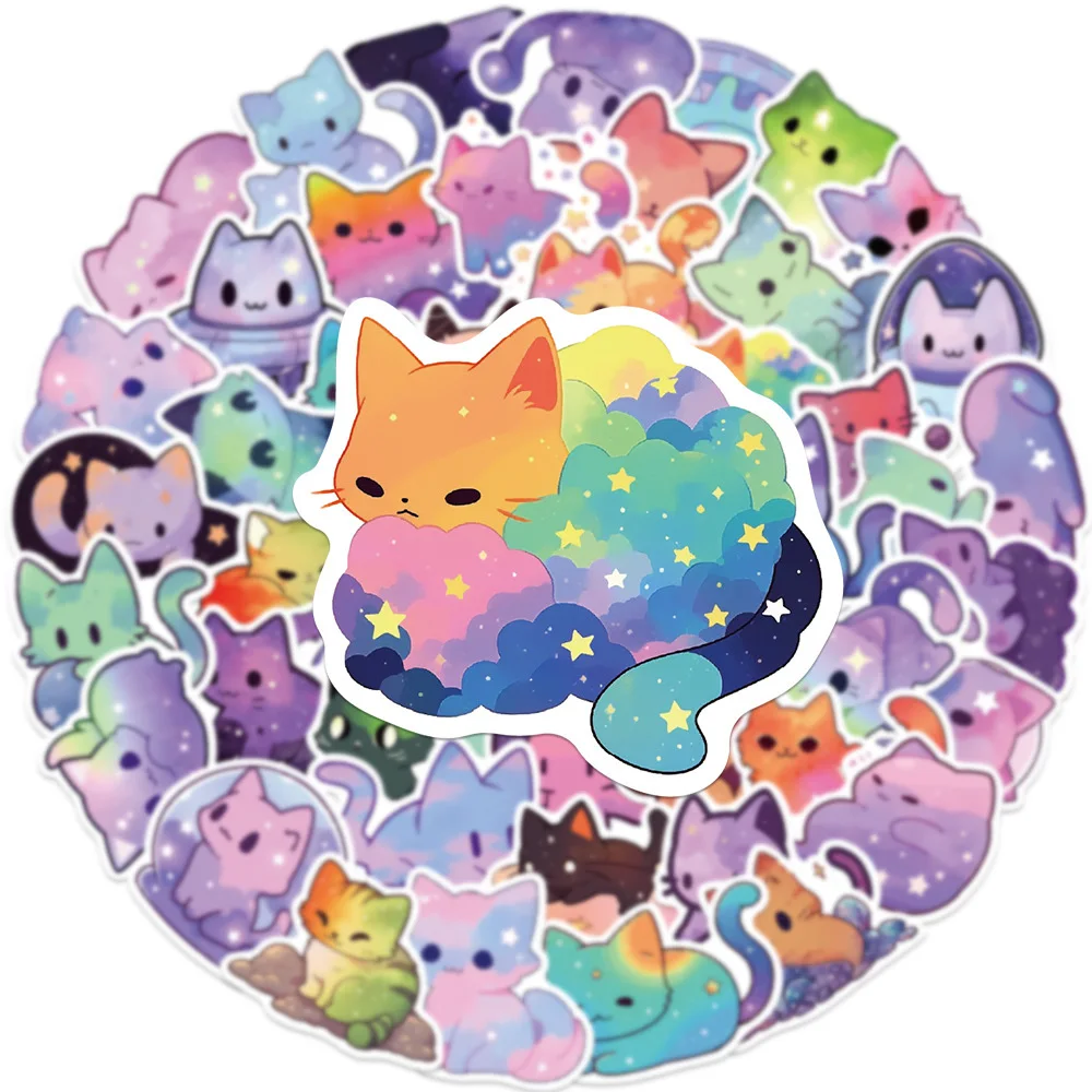 10/30/50 Stück Bunte Sternenhimmel-Katzen-Graffiti-Aufkleber Niedliche Funkelnde Tier-Sticker DIY Fahrrad Gepäck Ästhetische Wasserfeste Aufkleber