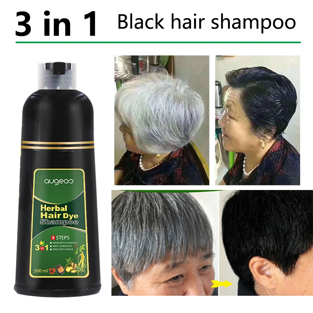 

Only 5 Minutes White Hair Darkening Shampoo Organic Natural Fast Hair Dye Shampoo for Cover Gray Dark Noni Plant Essence 500ml