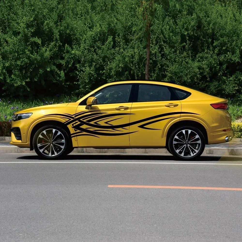 

2pcs Personalized Creative Fire Flame Car Stylish Stickers Auto Vinyl Decal Both Side Body Automobiles Car Parts Accessories