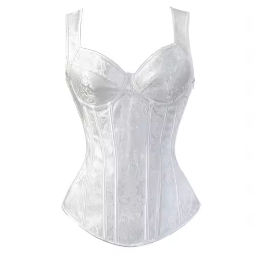 Women Corset with Straps Black Overbust Corset Plus Size Floral Jacquard Corset Zipper Top Gothic Steampunk Corset Bustier - Image 5