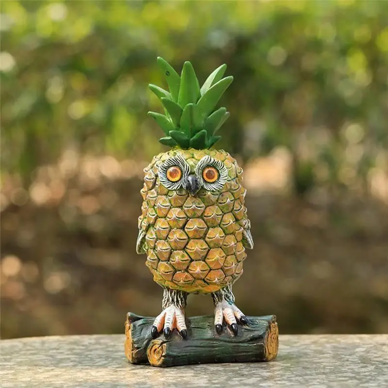 AB46-Cute Owl Shape Resin Ornaments Pastoral Small Pineapple-Owl For Outdoor And Indoor Art Garden Courtyard Decor
