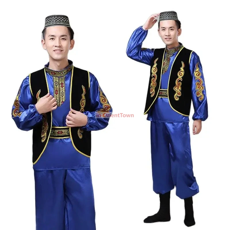 Performance Suit Sinkiang Ethnic Clothes Adult Festival Stage Party Dance Wear Xinjiang  Men Costume Uyghur Cosplay Dress