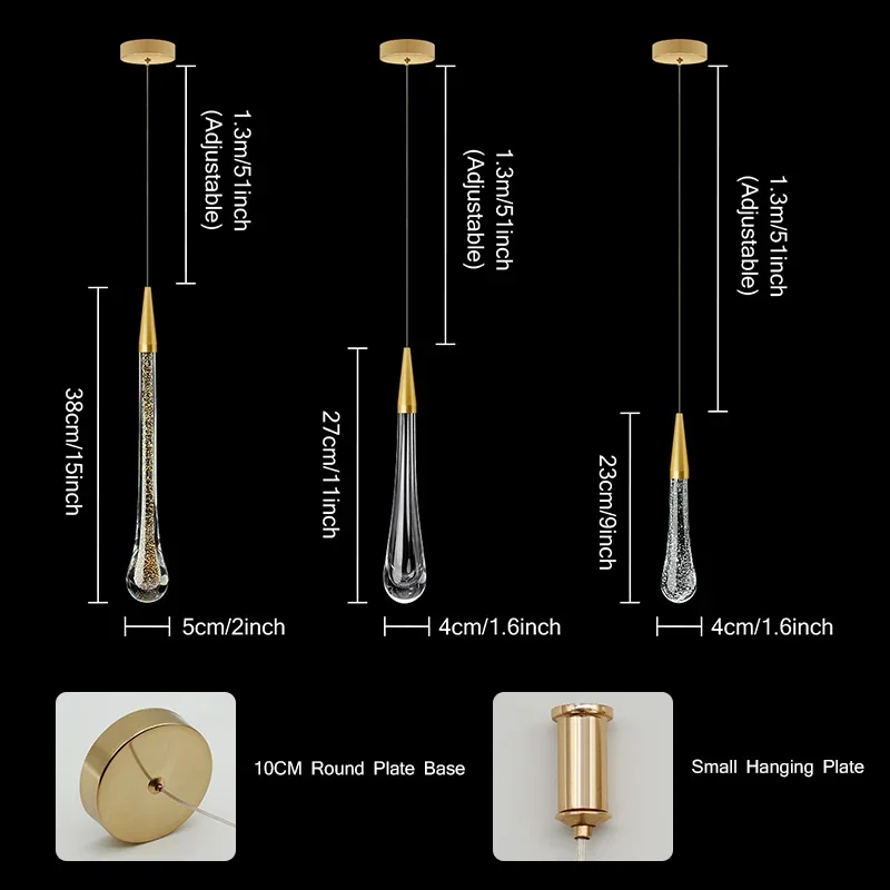 Хрустальные светодиодные подвесные светильники для спальни, столовой, бара, люстра в форме капли воды, лампа для лестницы, украшение интерьера, подвесные светильники