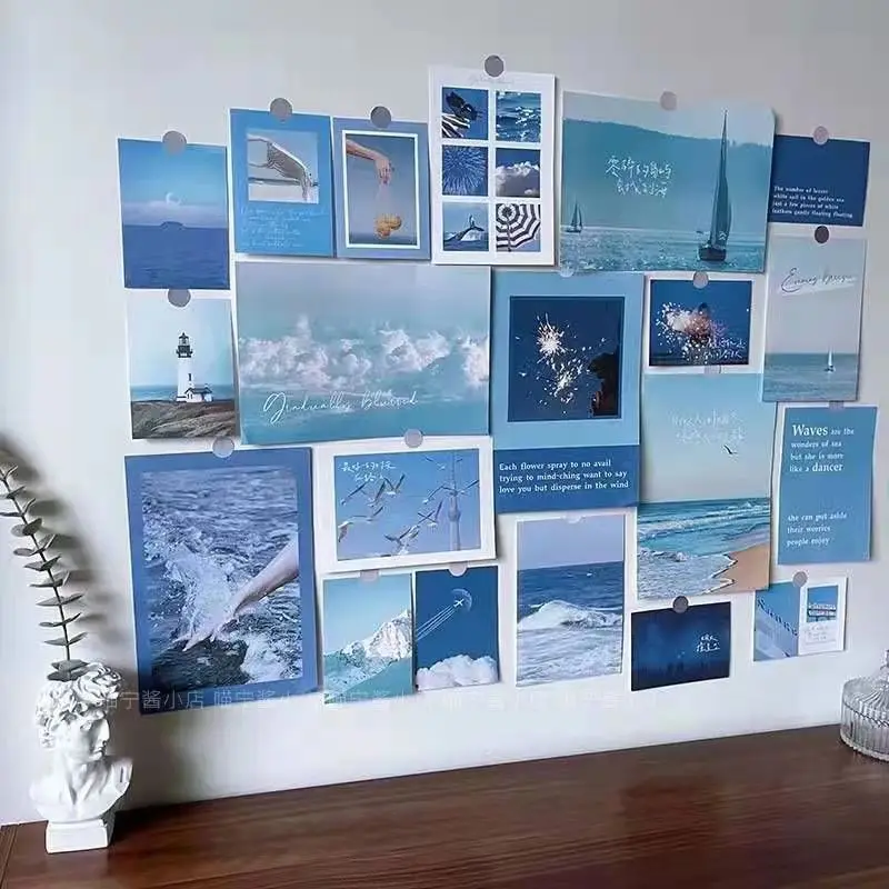 20pcs/set Wall Art Poster with Sticker Ins Creative Art Decorative Aesthetic Wall Collage Kit for Bedroom Living Room Decoration