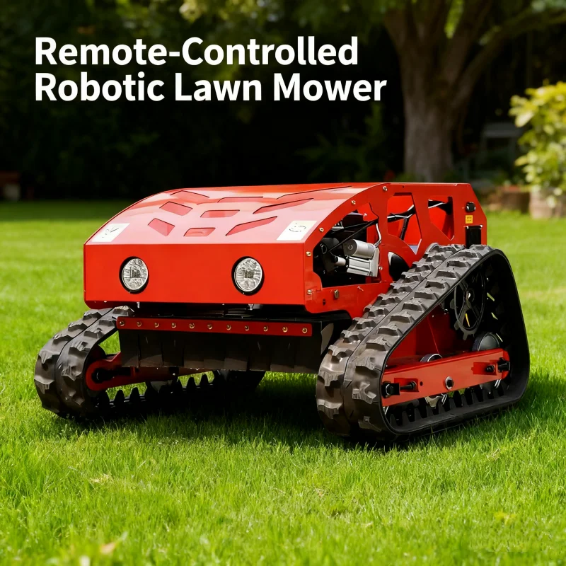 جزازة العشب المجنزرة التي يتم التحكم فيها عن بعد، روبوت كهربائي ذو عزم دوران عالي رباعي الأشواط، أدوات جزازة المراعي في الحديقة
