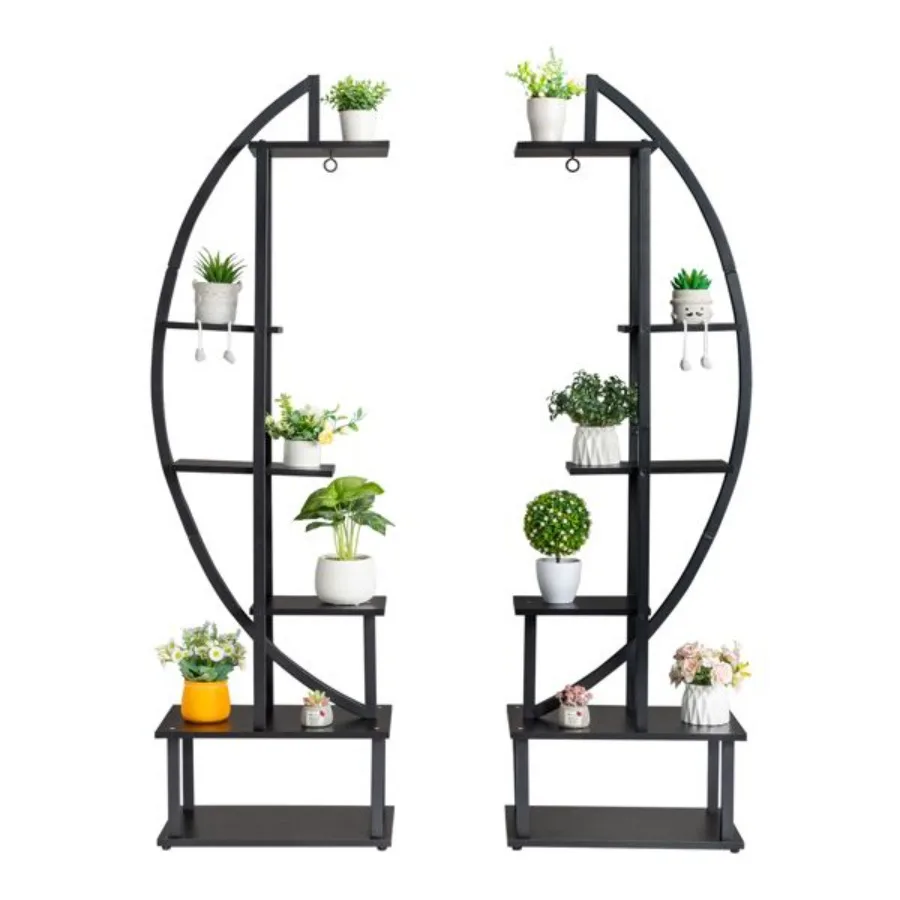 

Artisasset 2pcs 6th Floor Half Moon Ironwood Suitable For Garden Balcony Patio Lawn Home Dration Plant Stand Flower Pot Stand I