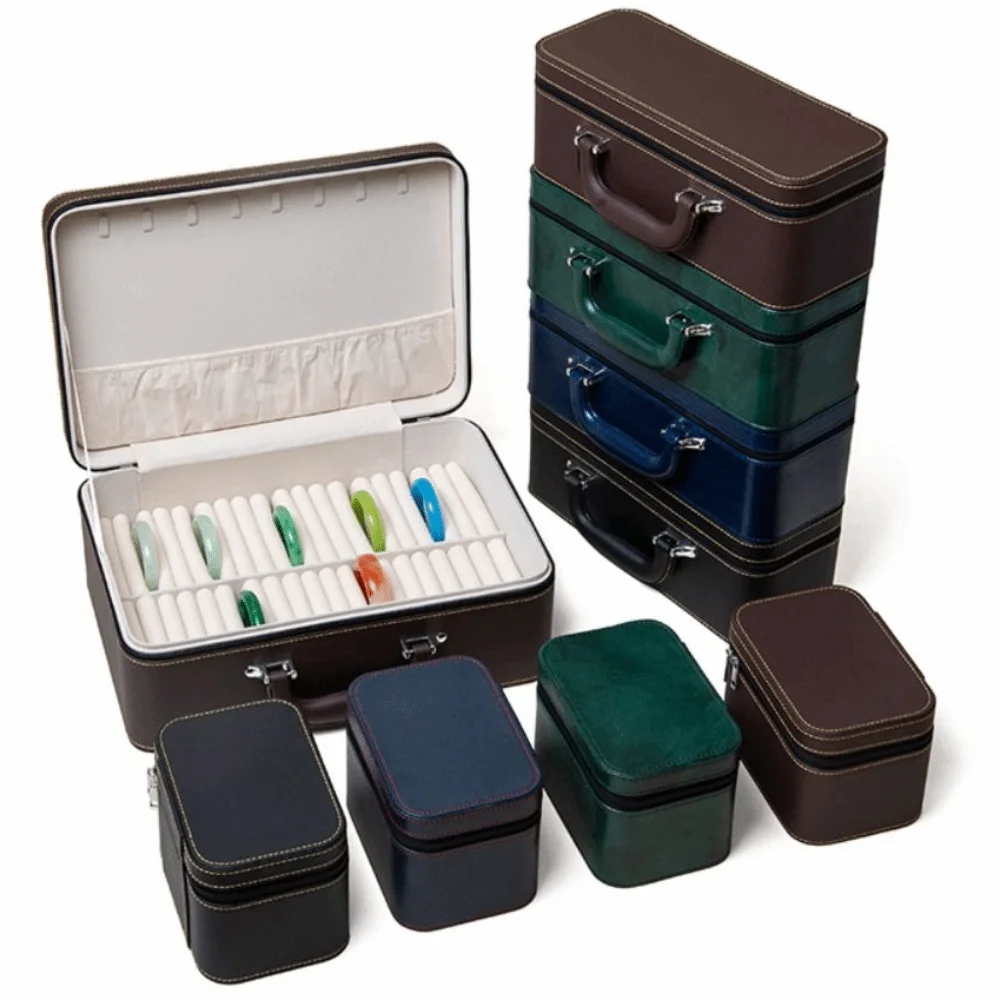 PU Leather Bracelet Display Box Rings Necklace Velvet Inner Jewelry Storage Boxes Holder Organizer Bracelet Carrying Case