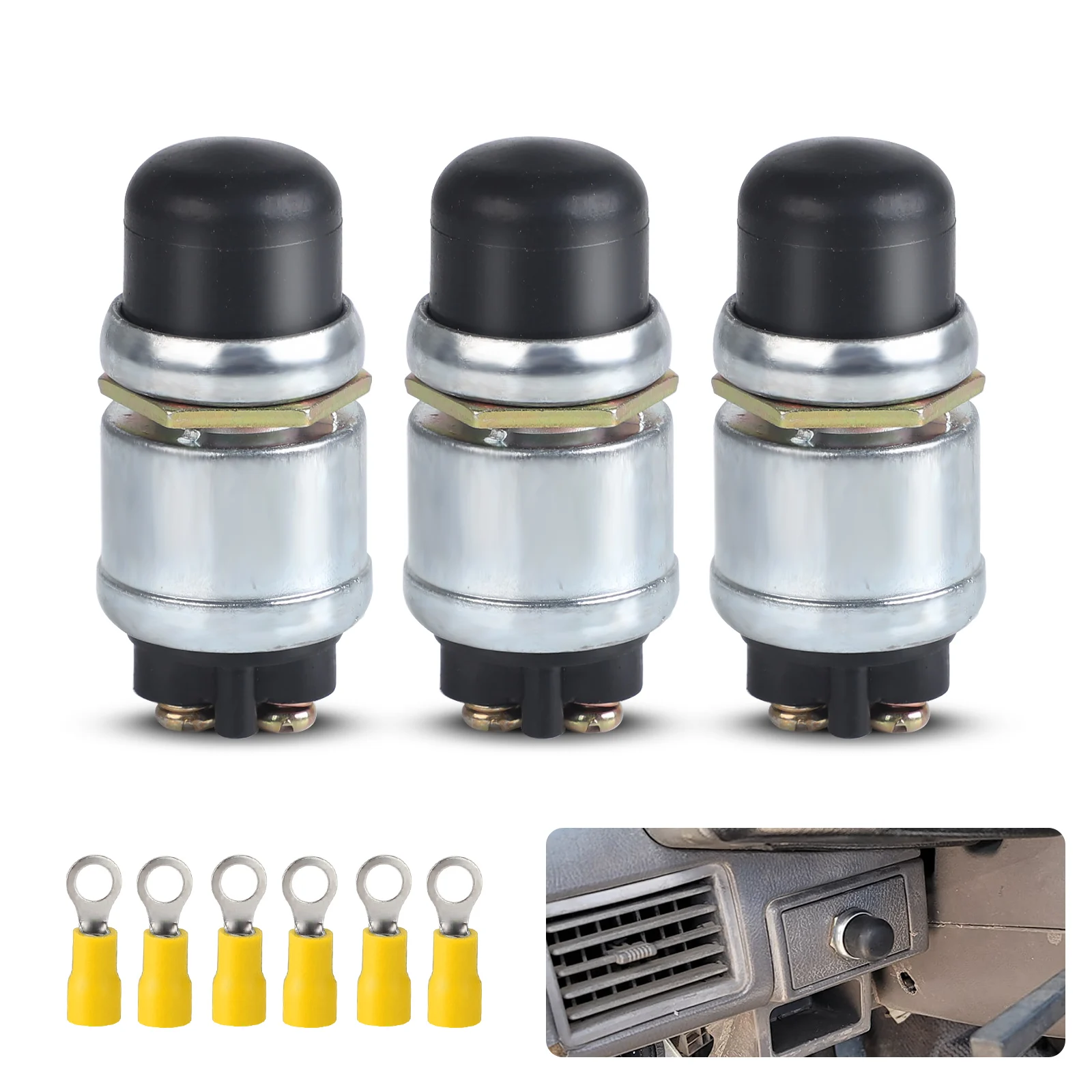 

3pcs 60A Ignition Engine Start Switch Push Starter Switch ON OFF Waterproof For Car Truck Boat yacht Horn Replacement Button Car