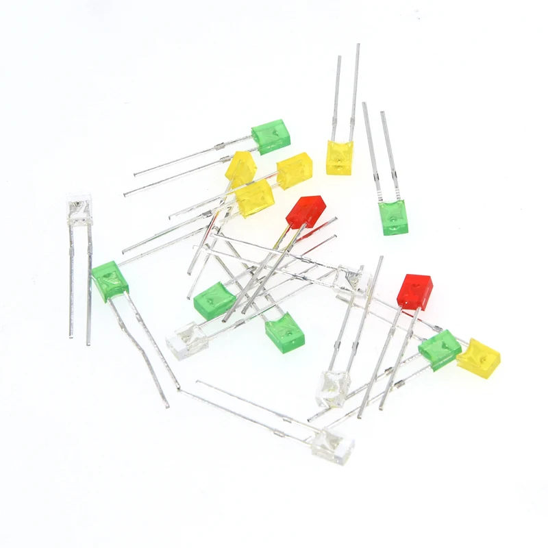 100 PCS 2x5x7 Rectangular LED Emitting Diode Lamp White Red Green Blue Yellow Orange Diffused Color Square DIY Indicator