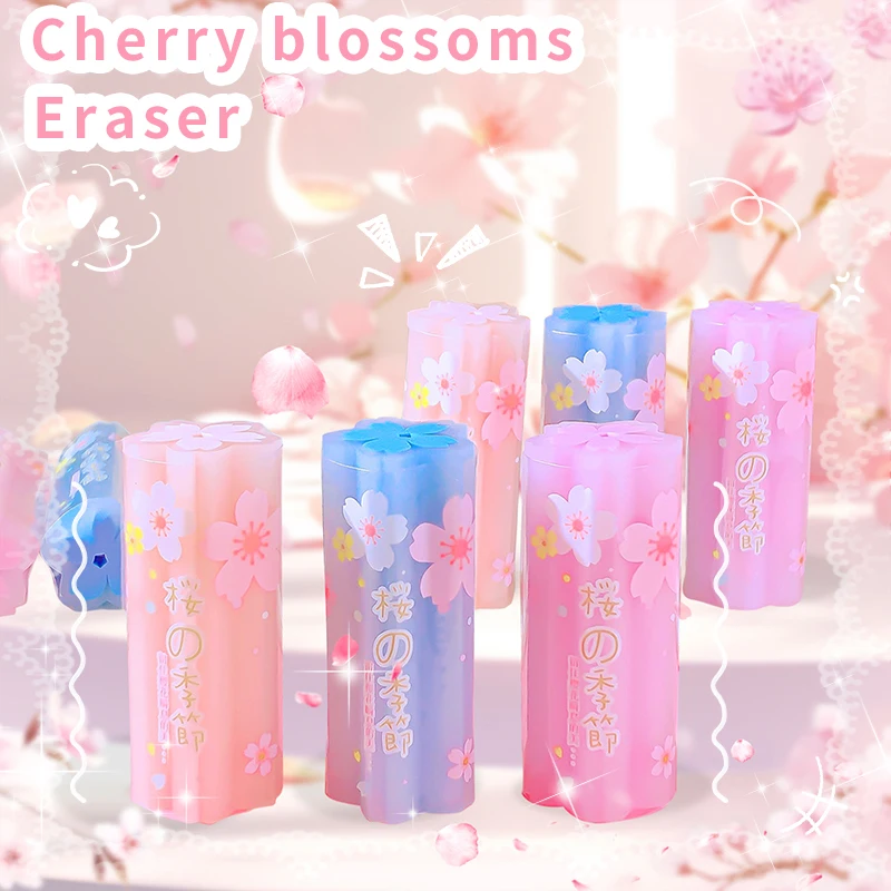 Kawaii Stationery items Aesthetic stationery supplies back to school acsesories Cherry blossoms Eraser drawing rubber