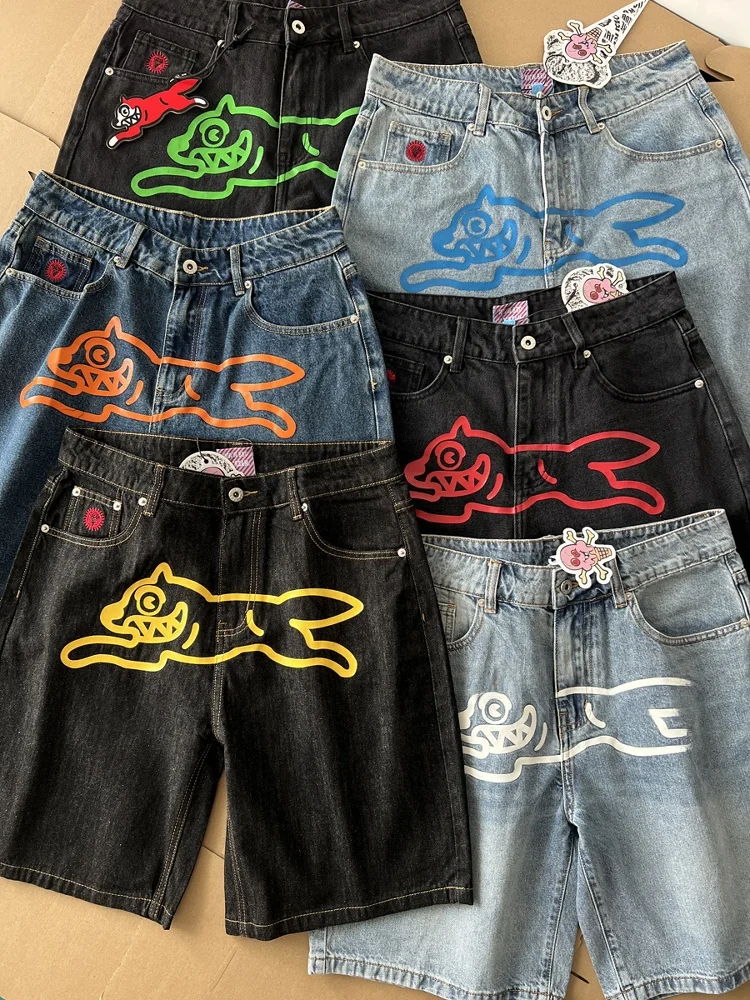 

BBC Flng Dog Ice Cr 2025 New Summer Trend Loose Straight Leg Vintage Water System Jeans orts Youth Casual Wear