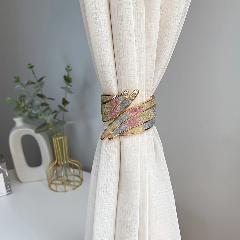 2pcs Light Luxury Simple Metal Flowing Sand Curtain Buckle - Curtain Strap, Durable and Fashionable Home Decoration