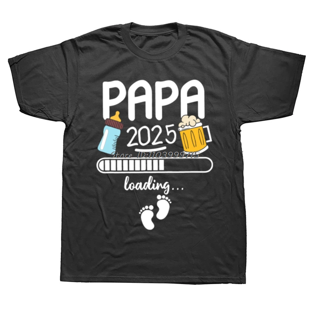 Papa 2025 T-Shirt Future Dad And Mom French Texts Beer Lovers Father's Day Gift Men Clothing Cotton Tshirt Summer Casual T Shirt