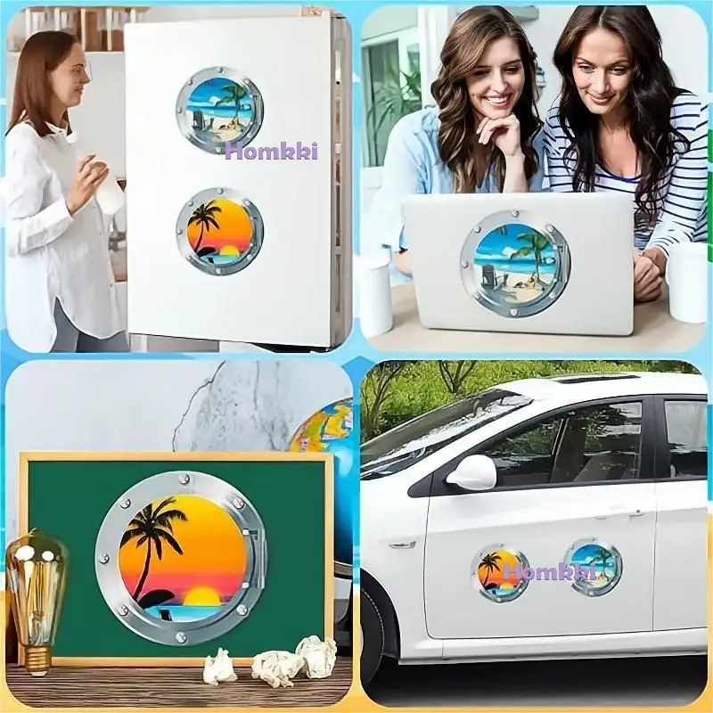 4Pcs Cruise Door Magnets Stickers Magnetic Decals For Car Refrigerator Kitchen Cabinet Decoration Tropical Hawaii Party Sticker