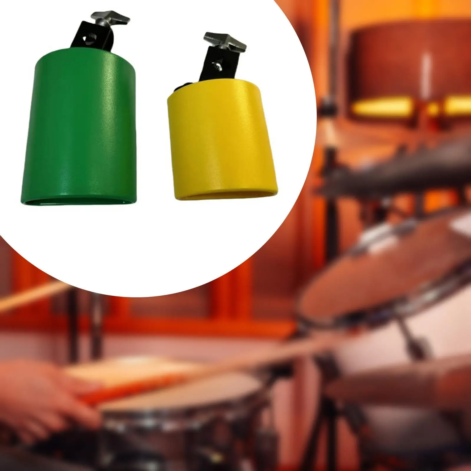 

2x Hand Percussion Cowbell Portable for Drum Set Celebration Sporting Events