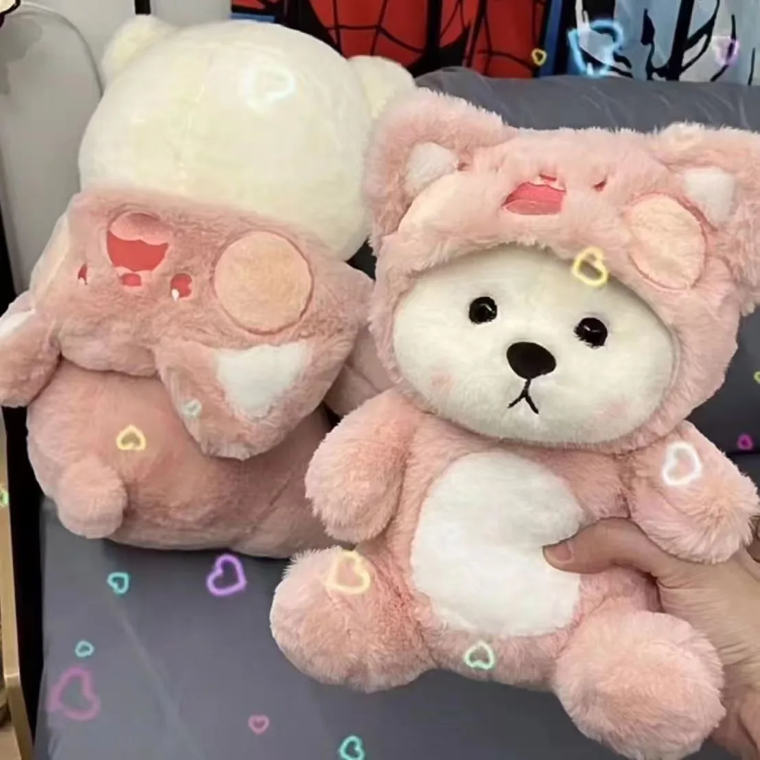 Hot Selling Lena Bear Cross-dressing Doodle Cat Little Bear Rag Doll Plush Toy Creative Doll Sleeping Birthday Gift Pillow
