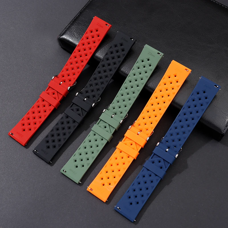 Breathable Silicone Watchband Quick Release Rubber Watch Straps 18mm 20mm 22mm Tropic Waterproof Smartwatch Strap