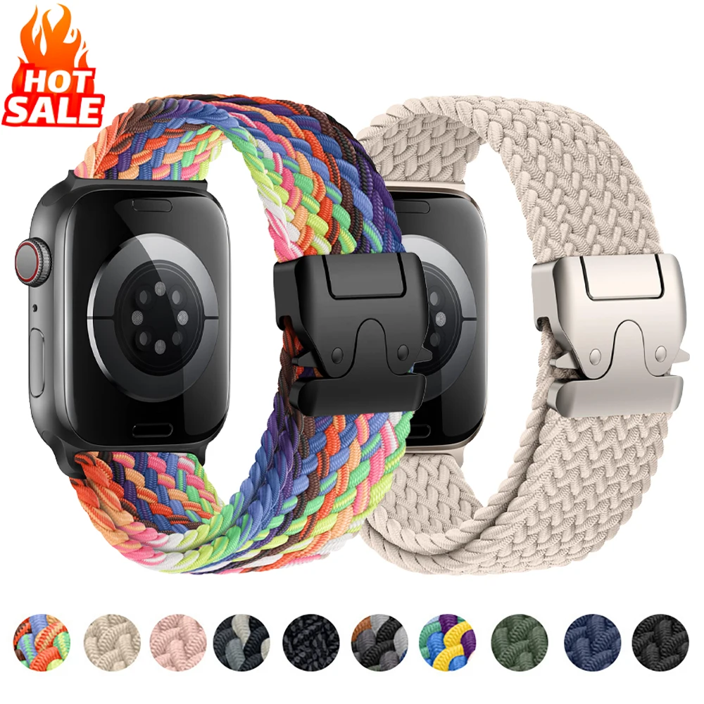 Braided Strap For Apple Watch Band 46mm 40mm 44mm 42mm 49mm 45mm 41mm 38mm Bracelet IWatch Series 10 SE 9 8 7 6 Ultra 2 bands