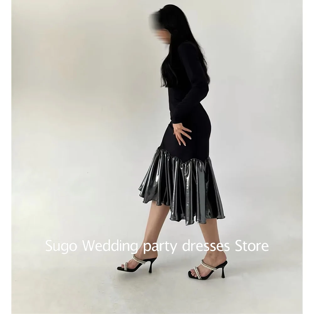 Customized Elegant Short Evening Dresses for Special Occasions Long Sleeve Tea-Length Mermaid Dubai Women Party Dress 2025