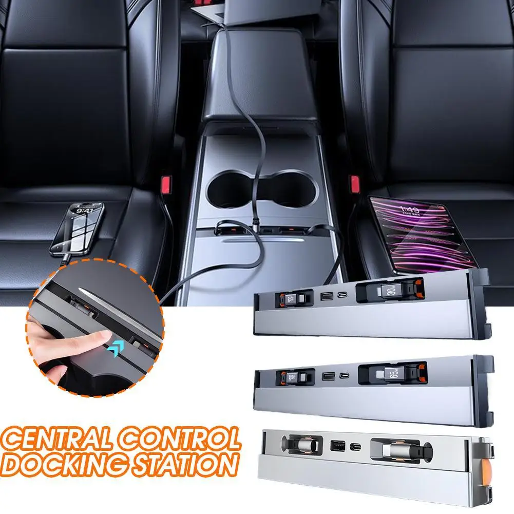

for Tesla Y Highland Juniper Central Control Docking Station Fast Charger Intelligent USB Shunt Hub Car Accessories