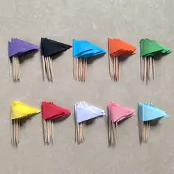10 different colored toothpick flags, white, orange, pink, black, red, yellow, blue, green, purple, size 3.5x2.5cm, 100pcs