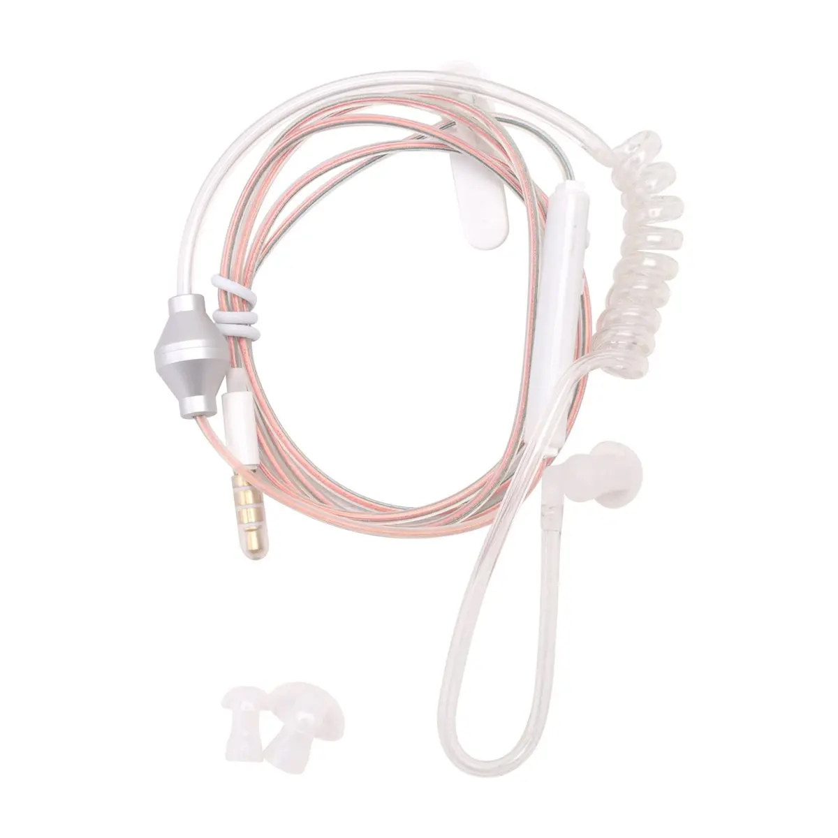 【50% OFF】Single Headphone 3.5mm Anti Radiation Mobile Phone Earphone with Air Pipe Mic for Phone Transparent