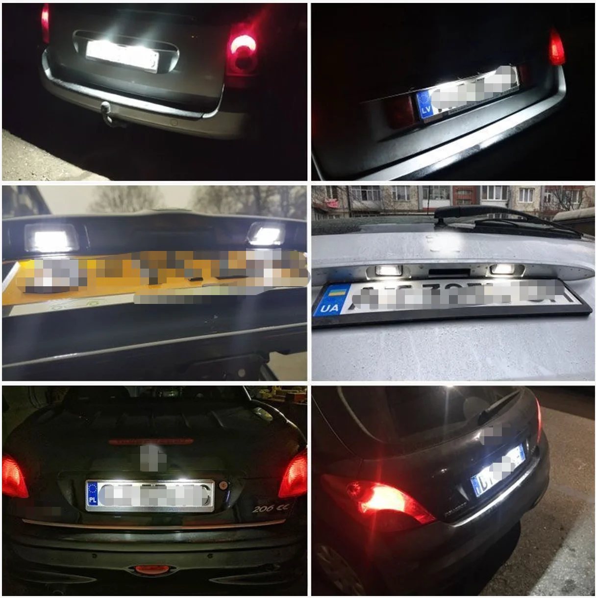 For Citroen C3 C4 C5 Berlingo Saxo Xsara Picasso For Peugeot 206 207 306 307 308 5008 1/2Pcs Car LED License Number Plate Light