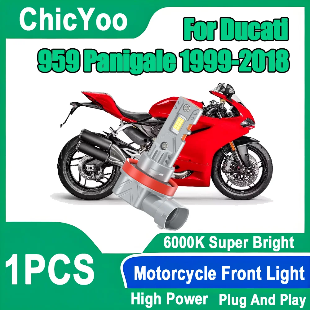 1PCS Super Bright Moto Headlamp 6000K White High Power H11 H8 H9 Motorcycle Front Light 12V For Ducati 959 Panigale 1999-2018