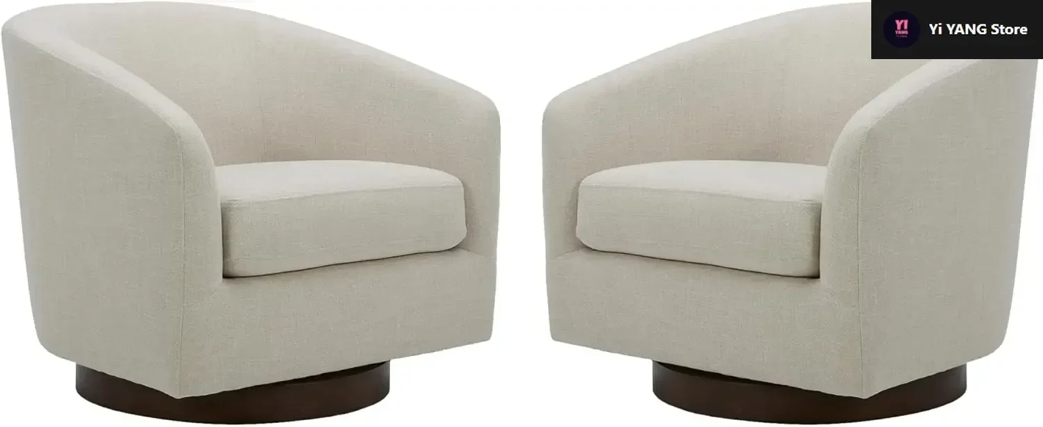 

Swivel Accent Chair, FSC Certified Upholstered Fabric Barrel Chair for Living Room Set of 2, Linen