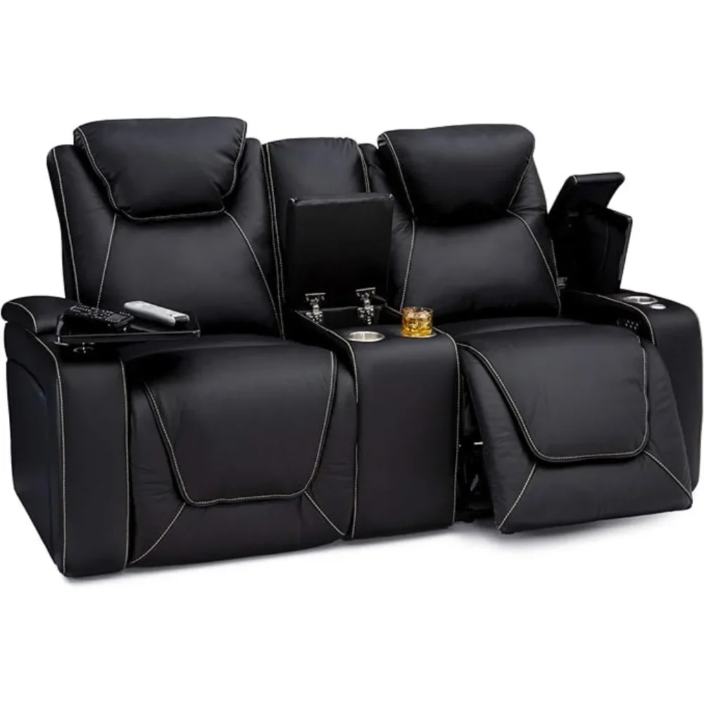 Home Theater Seating- Living Room -Italian Leather -Powered Lumbar -USB Charging -Cup Holders- Power Recline -Power Headrest