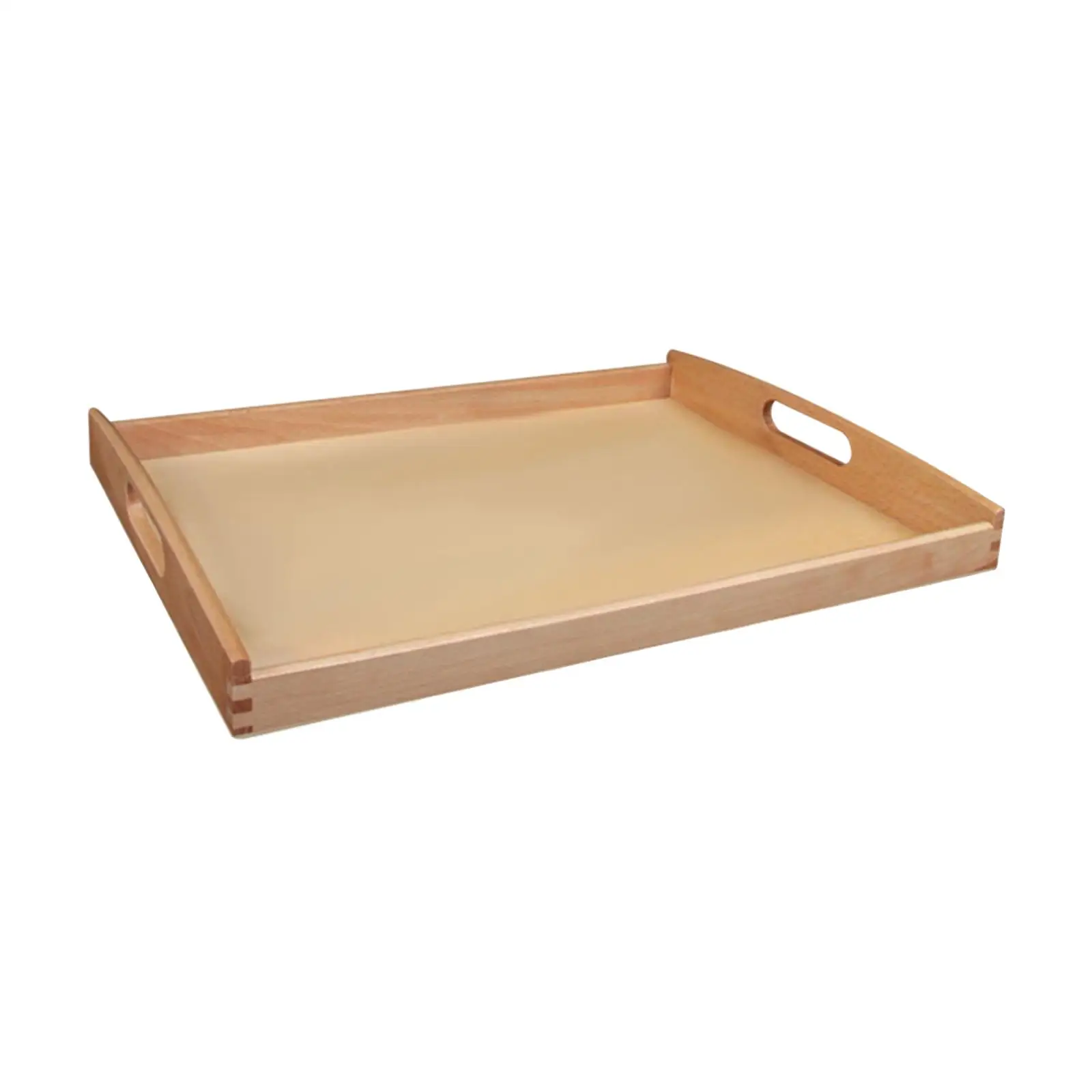 Wooden Serving Trays with Handle Teaching Aids Rectangular Shape Unfinished for Kids Toys