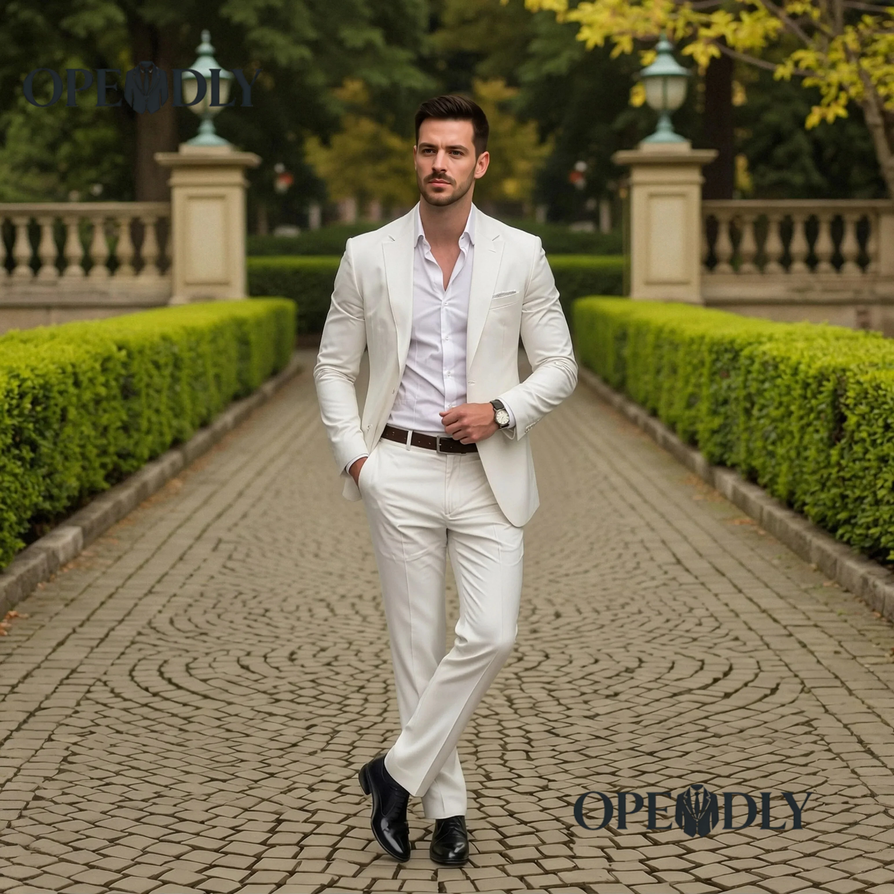 

Custom Tailored OPEODLY Mens Slim Fit Tuxedo Three Piece Suit Set Wedding Blazer Vest Pants for Prom and Formal Business Attire