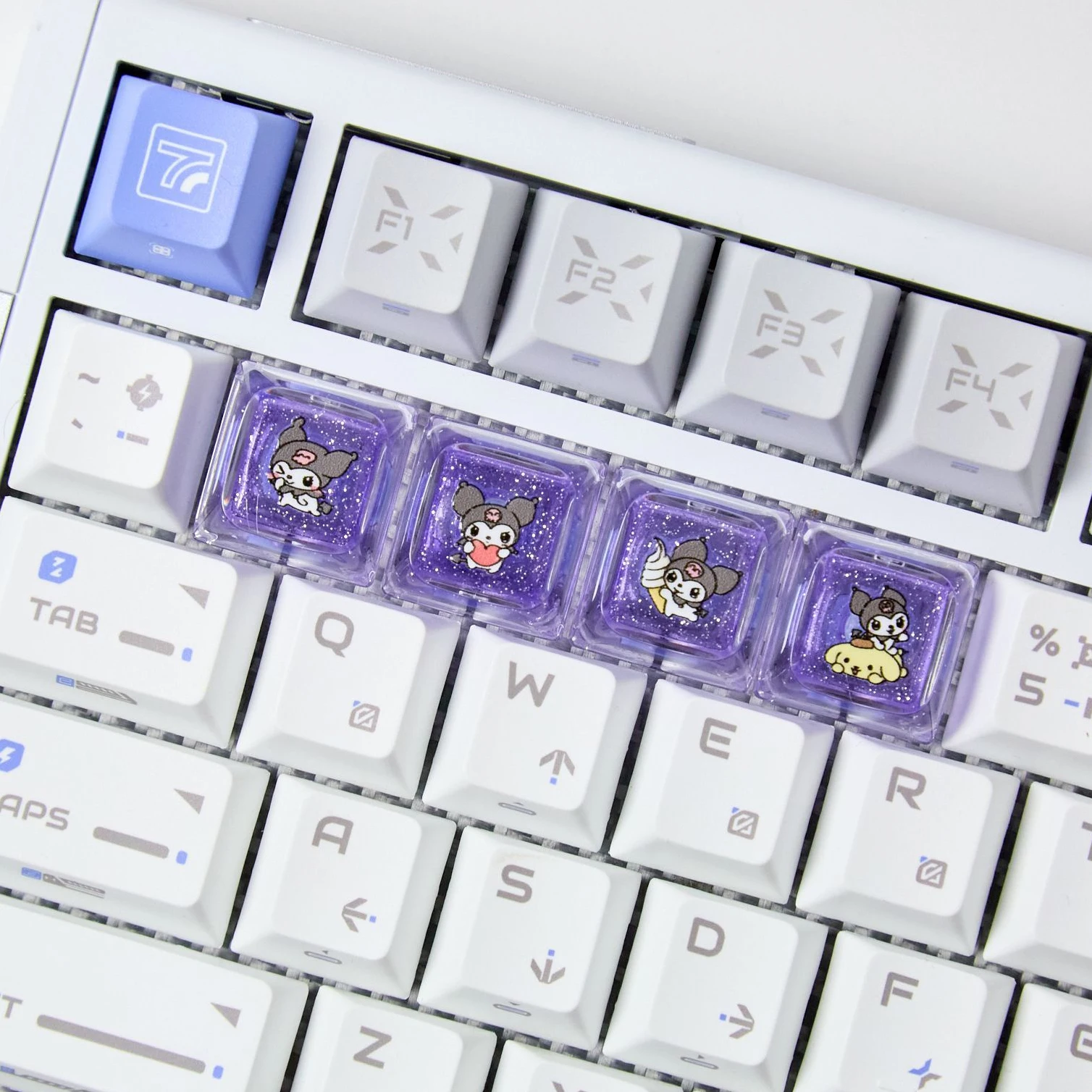 4 teclas kuromi transparente keycap personalizado dos desenhos animados diy kawaii keycaps para cereja mx switch teclado mecânico