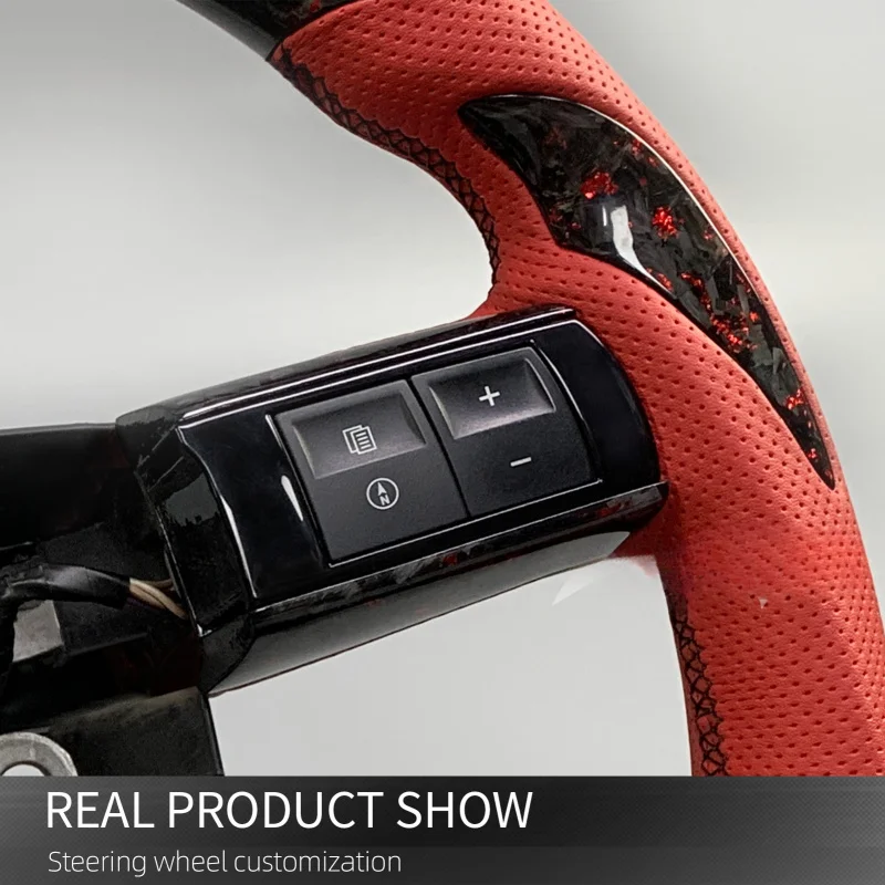 クライスラー300 300C SRT8 2004-2010 レッドカーボンファイバーフラットボトムスポーツステアリングホイール