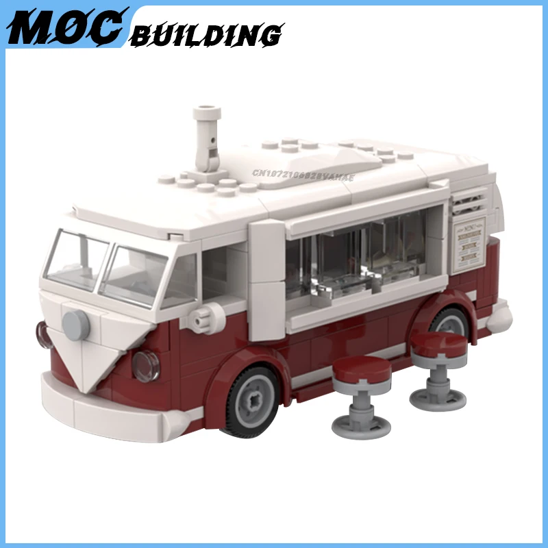 Moc-有名な都市車両ビルディングブロック、t1、フードトラックモデル、バン、DIY組み立てレンガ、車のコレクションおもちゃ、クリスマスギフト