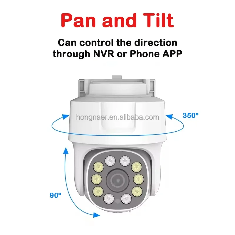 Hongnaer 3MP Eseecloud Two Way Audio 4CH Outdoor IP Surveillance System NVR Kit Wireless POE PTZ CCTV Security Camera System