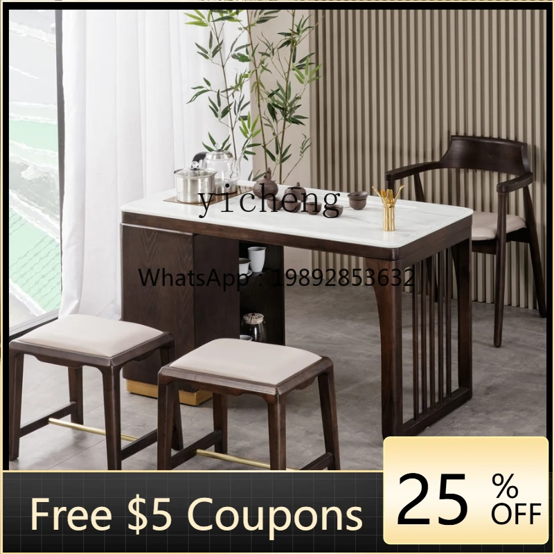 

XL Balcony Table-Chair Set Solid Wood Tea Art Kung Fu Tea Brewing Table Small Tea Table