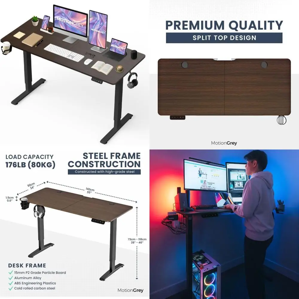 

Height-Adjustable Electric Motor Ergonomic Desk, Stand-Up Desk for Comfortable Sit-Stand Computing (Black)
