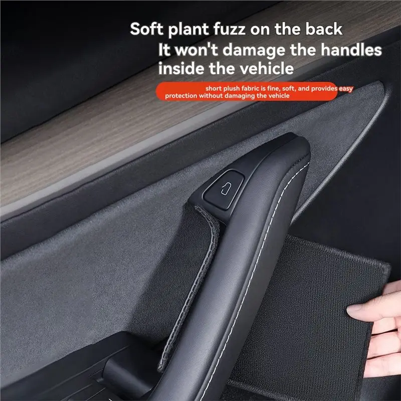 A13F-For Tesla Model 3/Y Car Interior Armrest Gloves Side Door Handle Protection PU Leather Handlebar Grip Cover Set/4Pcs