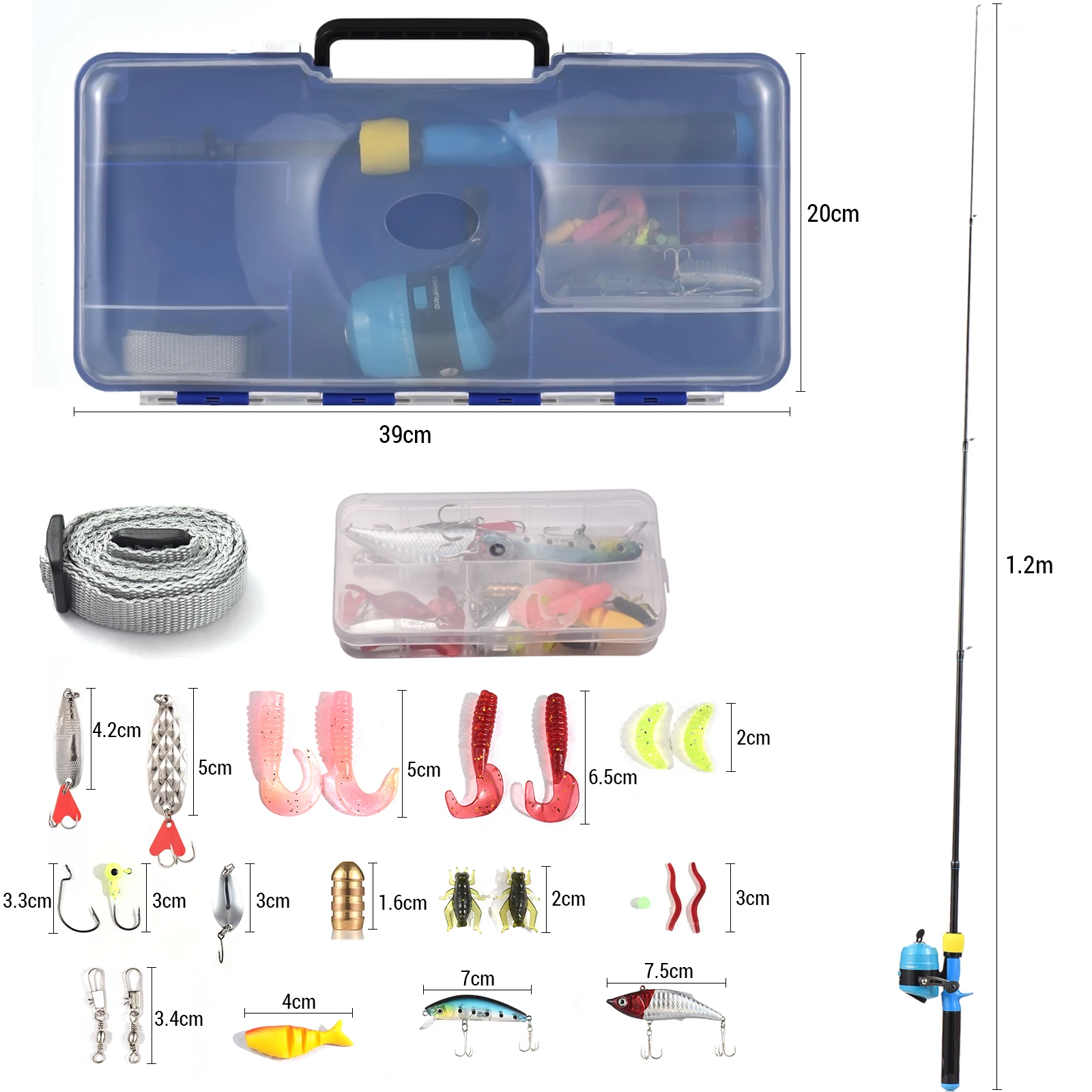 Kids Fishing Pole and Reel Set Fishing Rod and Reel Combo with Hooks Lures Fishing Accessories w/ Tackle Box for Boys and Girls