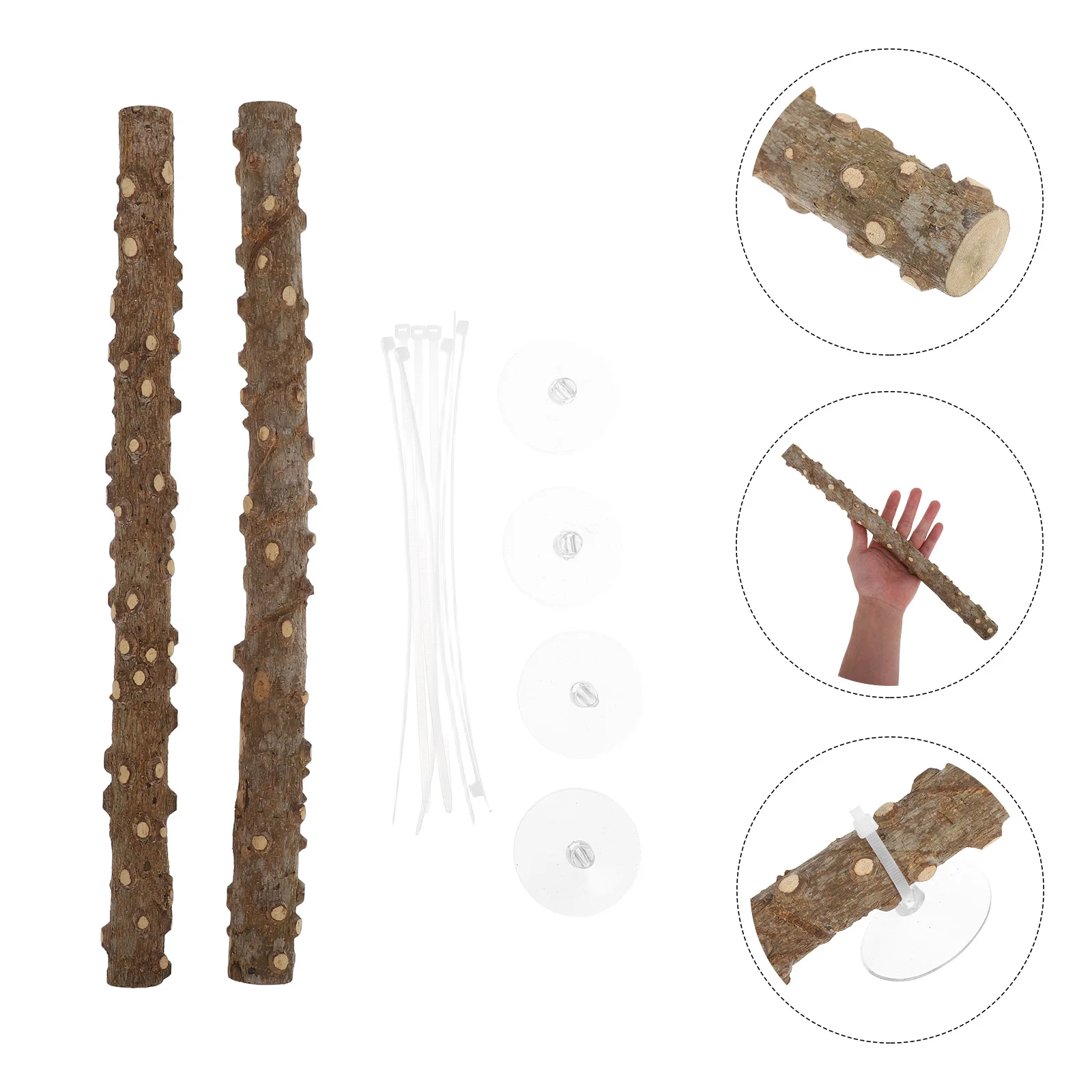 

2Pcs Reptile Climbing Stick Branch Toy Suction Cups Zip Ties Terrarium Habitat Lizard Snake Bearded Dragon