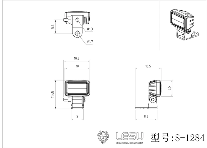 1/14 LKW-Modell Spielzeug Simulations-Scheinwerfer S-1284 für Tamiya Traktor LED-Licht DIY LESU – Detail 1