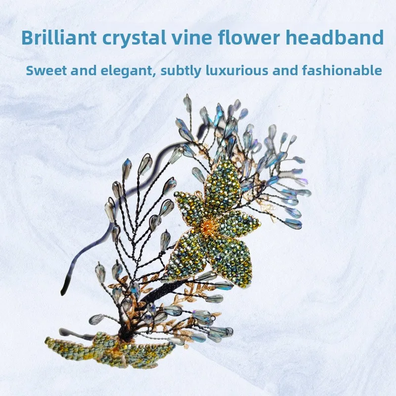 FS6Original Heavy Industry Sparkling Crystal Sparkling Crystal Branch Flower Headband