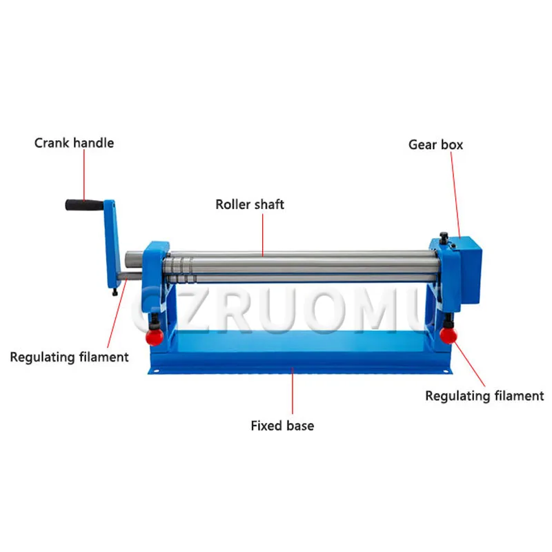 Manual Steel Plate Rolling Machine 610MM Metal Iron-Aluminum Galvanized Sheet Reel Rounding Equipment With Two Removable Rollers