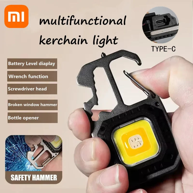 Xiaomi COB Keychain Work Light LED with Battery Display Portable Emergency Lighting for Camping Hiking Running Ultra Small Mini